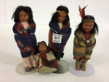 Lot of 4 Sm. Indian Skookum Dolls-