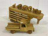 Handmade Wood Livestock Trailer & Truck