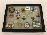 Collection of 15 Various Buttons-Mostly Political