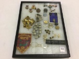 Collection of Various Military Buttons, Pins,