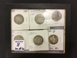 Lot of 6 Old Quarters Including 4-Seated Liberty-