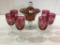 Lot of 7 Cranberry Etched Pieces Including