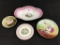 Lot of 4 Mostly floral Painted Dishes Including