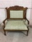 Antique Upholstered Wood Loveseat