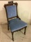 Blue Upholstered Victorian Parlor Chair