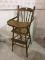 Antique Wood High Chair w/ Cane Seat