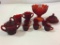 Child's Red Glass Punch Bowl Set ,