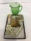 Group Including Green Depression Glass Measuring