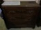 Three Drawer Walnut Dresser (Top has Hole
