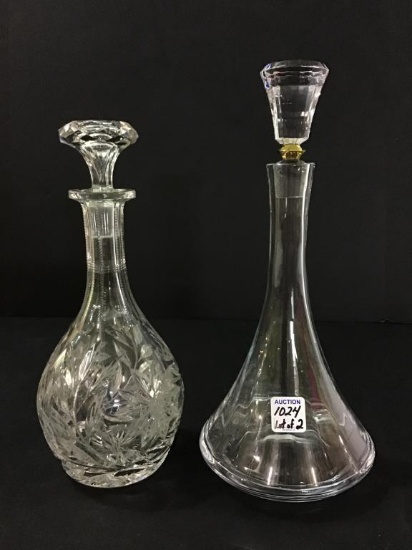 Lot of 2 Crystal Decanters w/ Stoppers