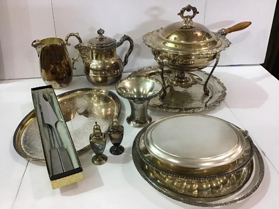 Lg. Group of Various Silverplate Serving Pieces