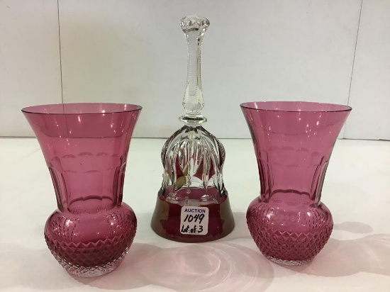 Lot of 2 Including 2-Cranberry Vases