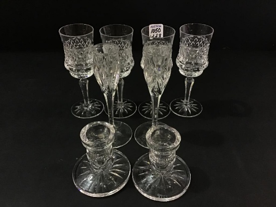 Lot of 8 Lead Crystal Pieces Including 4-Stemware