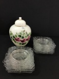 Lg. Floral Paint Covered Vase