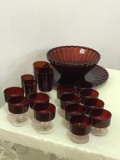 Lg. Group of Red Glassware Including
