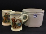 Lot of 3 Including Un-Marked Butter Crock