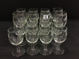 Set of 16 Matching Etched Glass Stemware