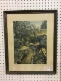 Framed Wallace Nutting-A Garden of Larkspper