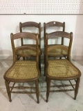 Lot of 4 Matching Cane Seat Chairs