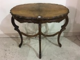 Oval Carved Wood Lamp Table