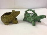 Lot of 2 McCoy Planters Including Frog & Turtle