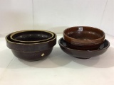 Lot of 4 Various Brown Crock Bowls