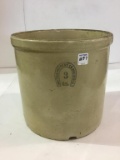 3 Gal Crock Front Marked Macomb Pottery