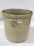 3 Gal Crock Front Marked Macomb Stoneware