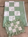 Child's Embroidered Quilt w/ Matching