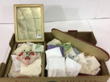 Vintage Jewelry Box w/ Ladies Hankies