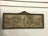 Lg. Framed Victorian Hunting Dog Tapestry