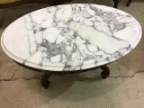 Reproduction Wood Carved White Marble Top