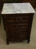 4 Drawer Reproduction Wood Carved White Marble