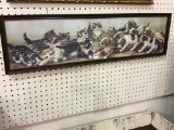 Framed Yard Long Print of Puppies vs. Kittens
