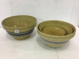 Lot of 4 Blue Banded Crock Bowls