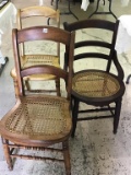 Lot of 3 Various Antique Cane Seat Chairs