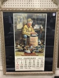 Framed 1923 Calendar Reproduction-Printed in 1990