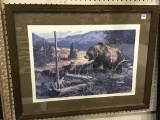 Framed Wildlife Print-Grissley Cache 1977-Signed