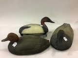 Lot of 3 Large Decoys Including 2-Canvasbacks