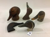 Lot of 5 Various Decoy Heads