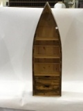 Tall Canoe Style Shelf w/ 2 Lower Drawers & Copper