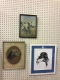 Lot of 3 Framed Dog Prints & Pictures