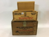 Lot of 3 Contemp. Wood Ammo Boxes w/ Lids
