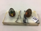 Pair of Miniature Mallards on Marble Base by