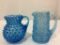 Lot of 2 Sm. Blue Glass Pitchers Including