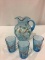 Blue Floral Paint Victorian Pitcher (9 Inches