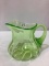 Green Vaseline Glass Pitcher (6 1/2 Inches Tall)