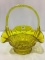 Yellow Fruit Design Glass Handled Basket