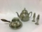 Group of Pewter Items Including Tea Pot, Salt &