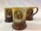 Great Set of 3-Adv. Stoneware Mugs-Round Oak